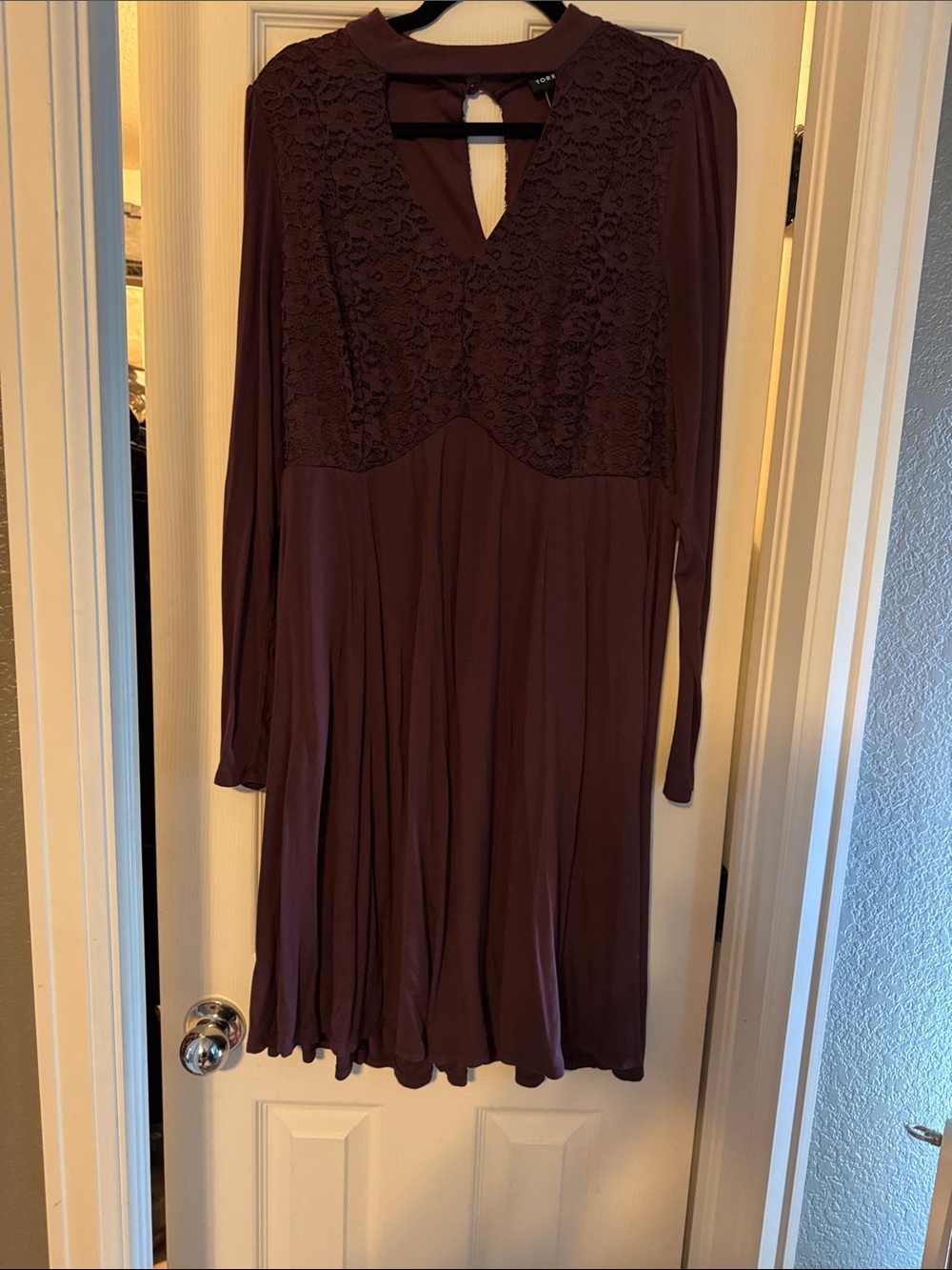 torrid Plum Lace Yoke Long Sleeve Dress